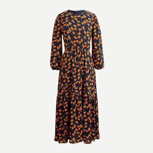 J. Crew Flowy tiered midi dress in poppy fields Long Sleeve Dress